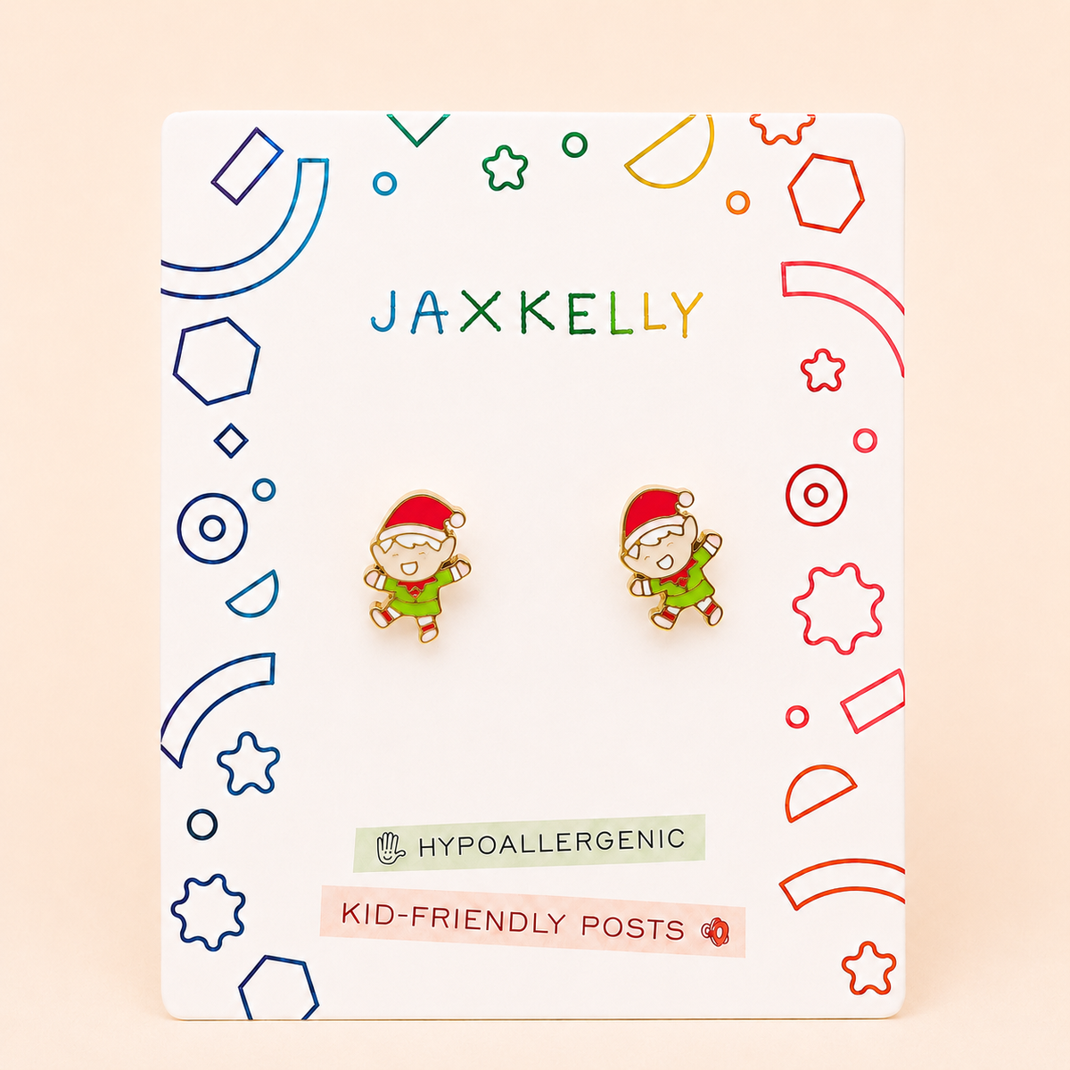 JaxKelly - Elf Enamel Flat Back Kids Earrings