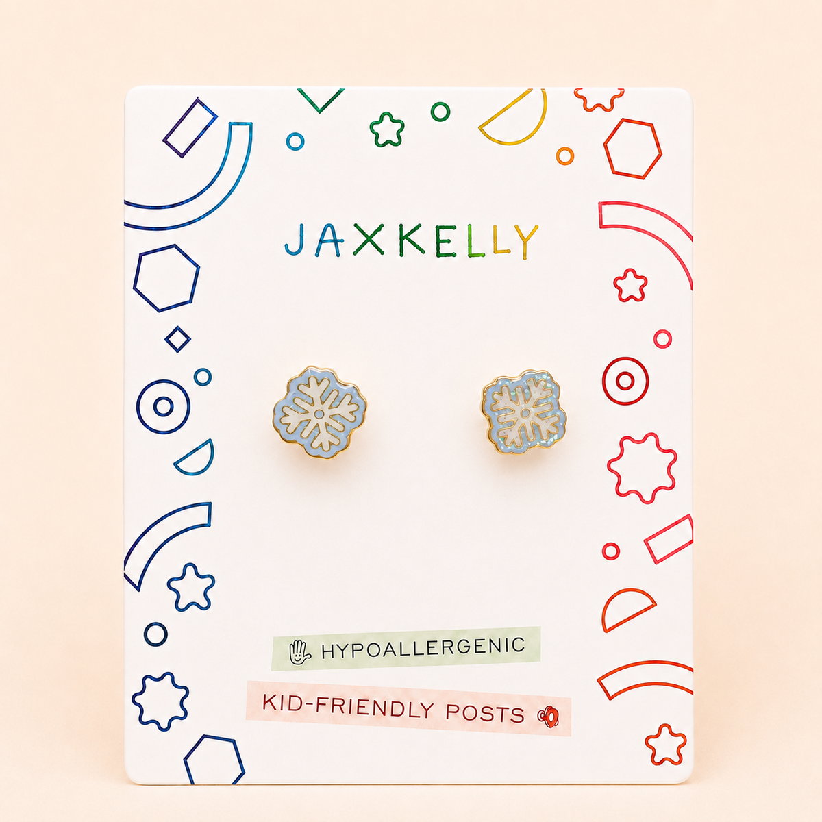 JaxKelly - Snowflake Enamel Flat Back Kids Earrings