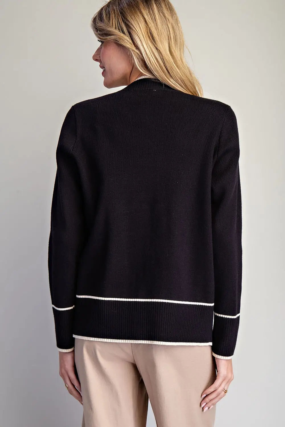 Contrast Trim Button Down Cardigan