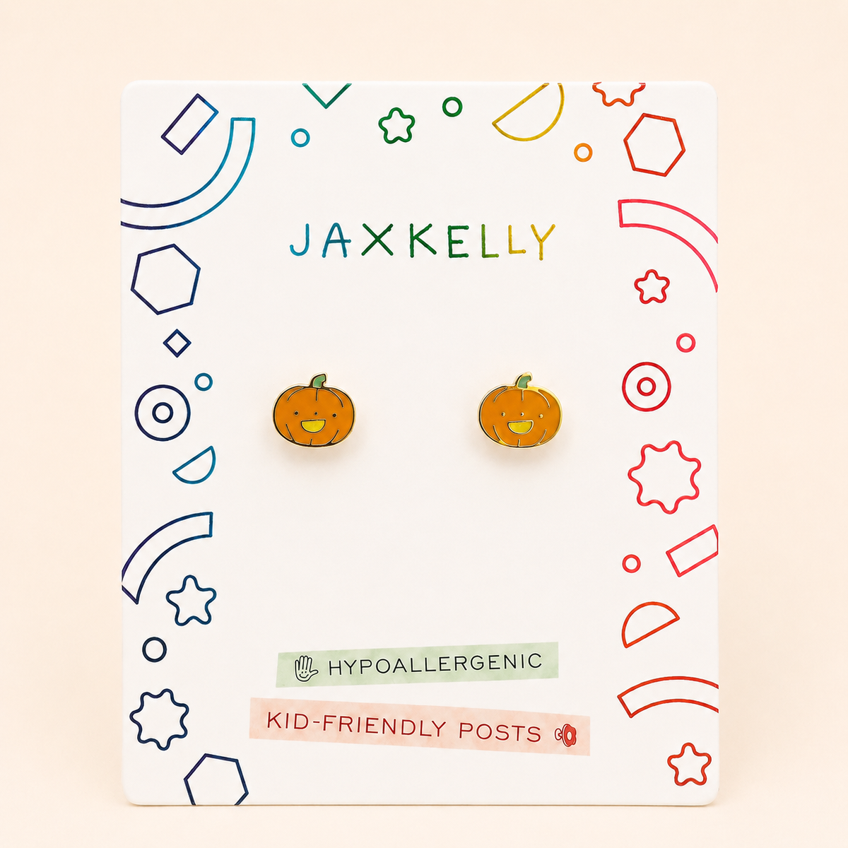 JaxKelly - Pumpkin Enamel Flat Back Kids Earrings