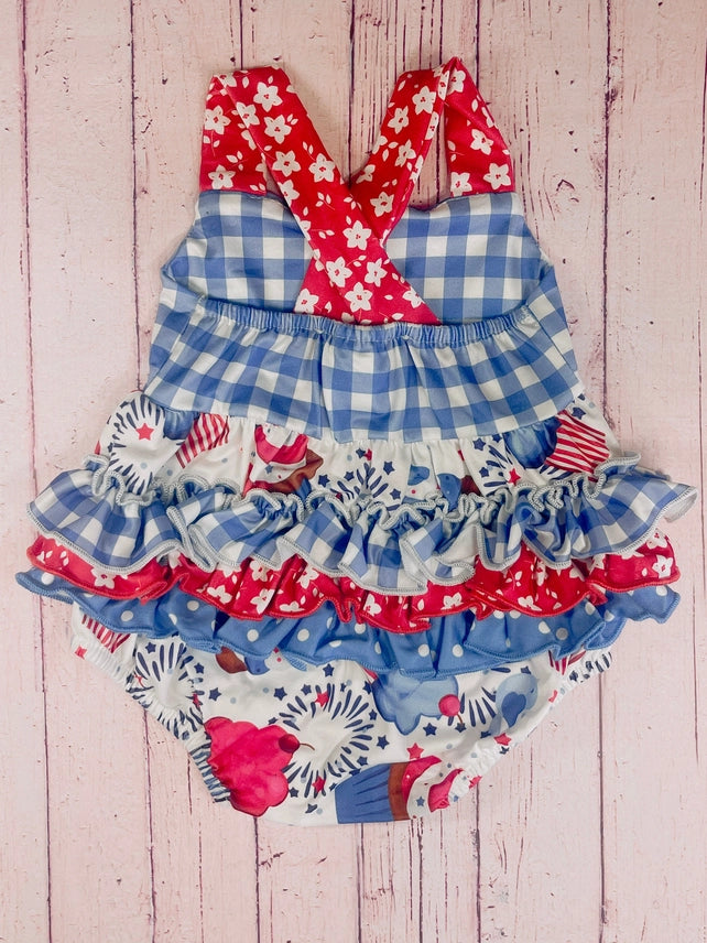 FINAL SALE-Cupcakes & Fireworks Infant Romper