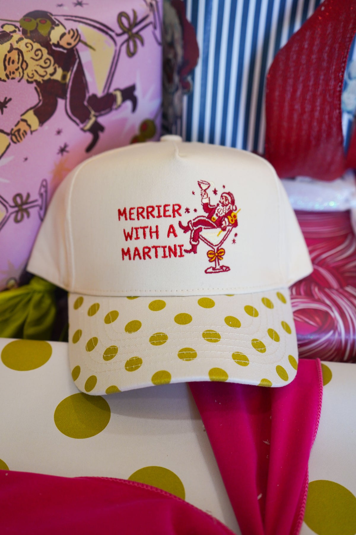 Merrier with Martini - Chartreuse Polka Dot Trucker Hat
