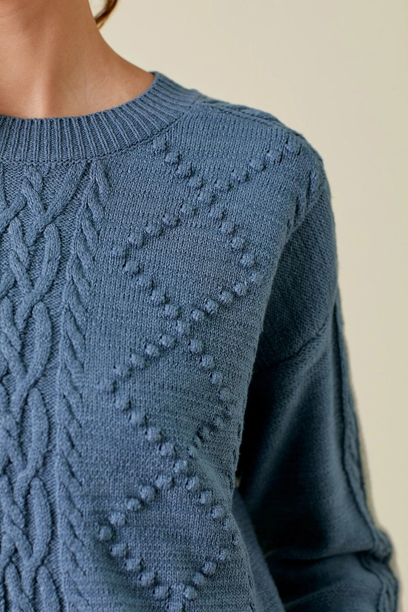 FINAL SALE-Piping Sleeve Cable Sweater