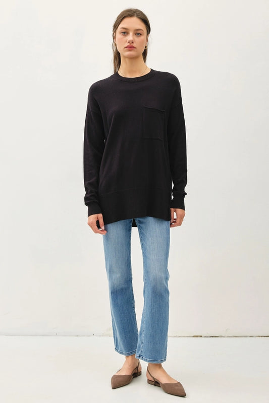 FINAL SALE-Oversized Long Sleeve Side Split Sweater