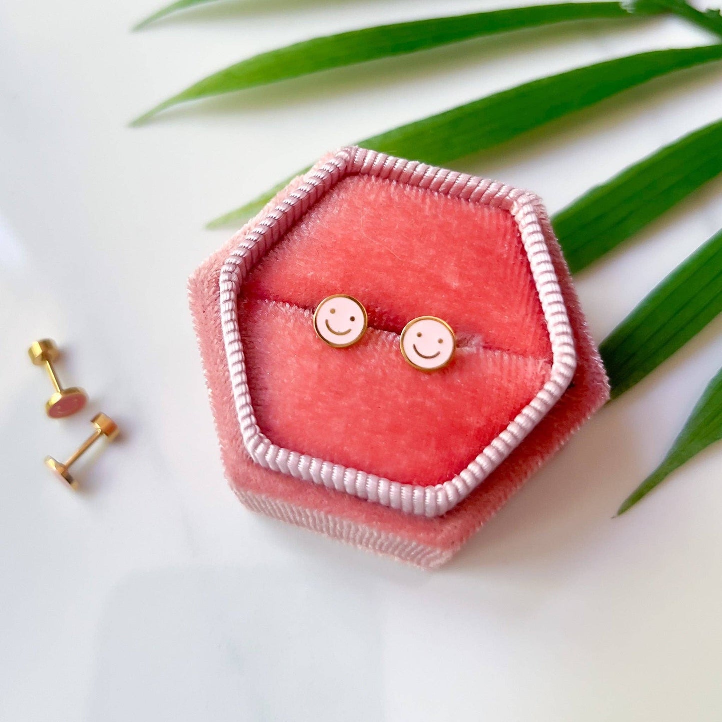 FINAL SALE Pink Smiley Stud Earrings