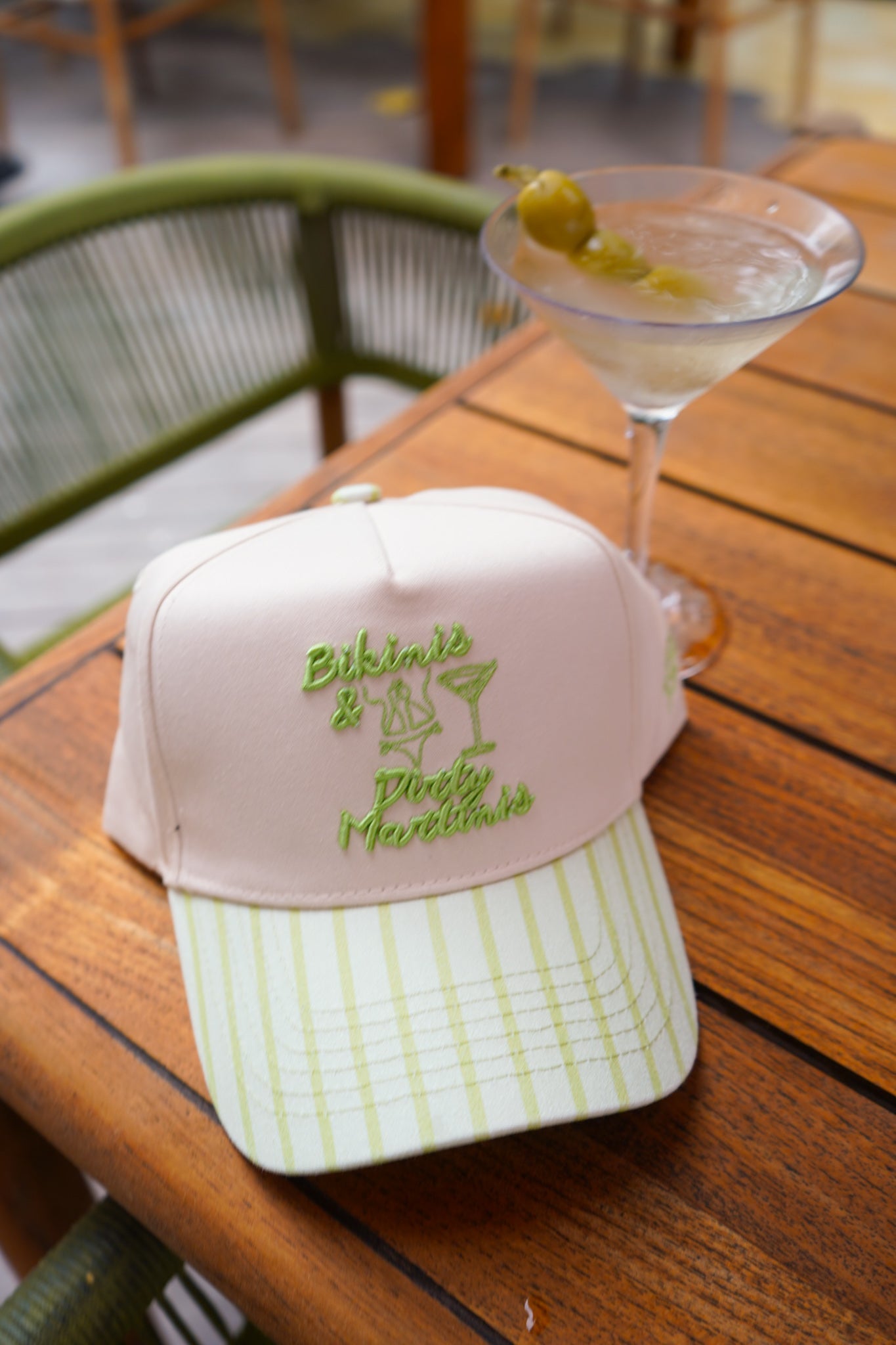 Bikinis & Dirty Martinis - Green Stripe Trucker Hat