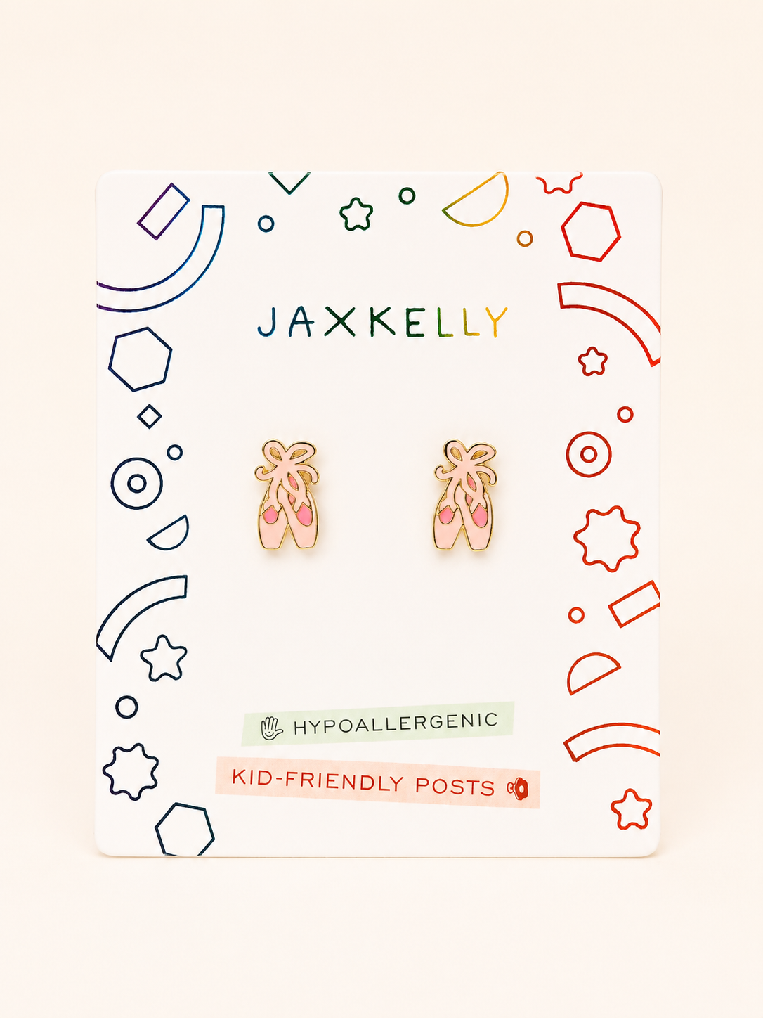 JaxKelly - Ballet Slippers Enamel Flat Back Kids Earrings