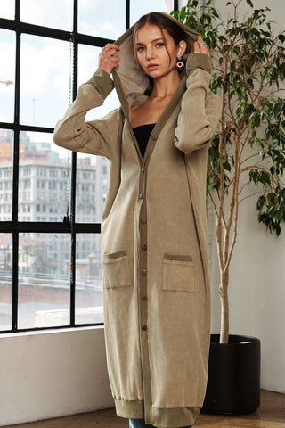 FINAL SALE-Mineral Washed Hoodie Cardigan