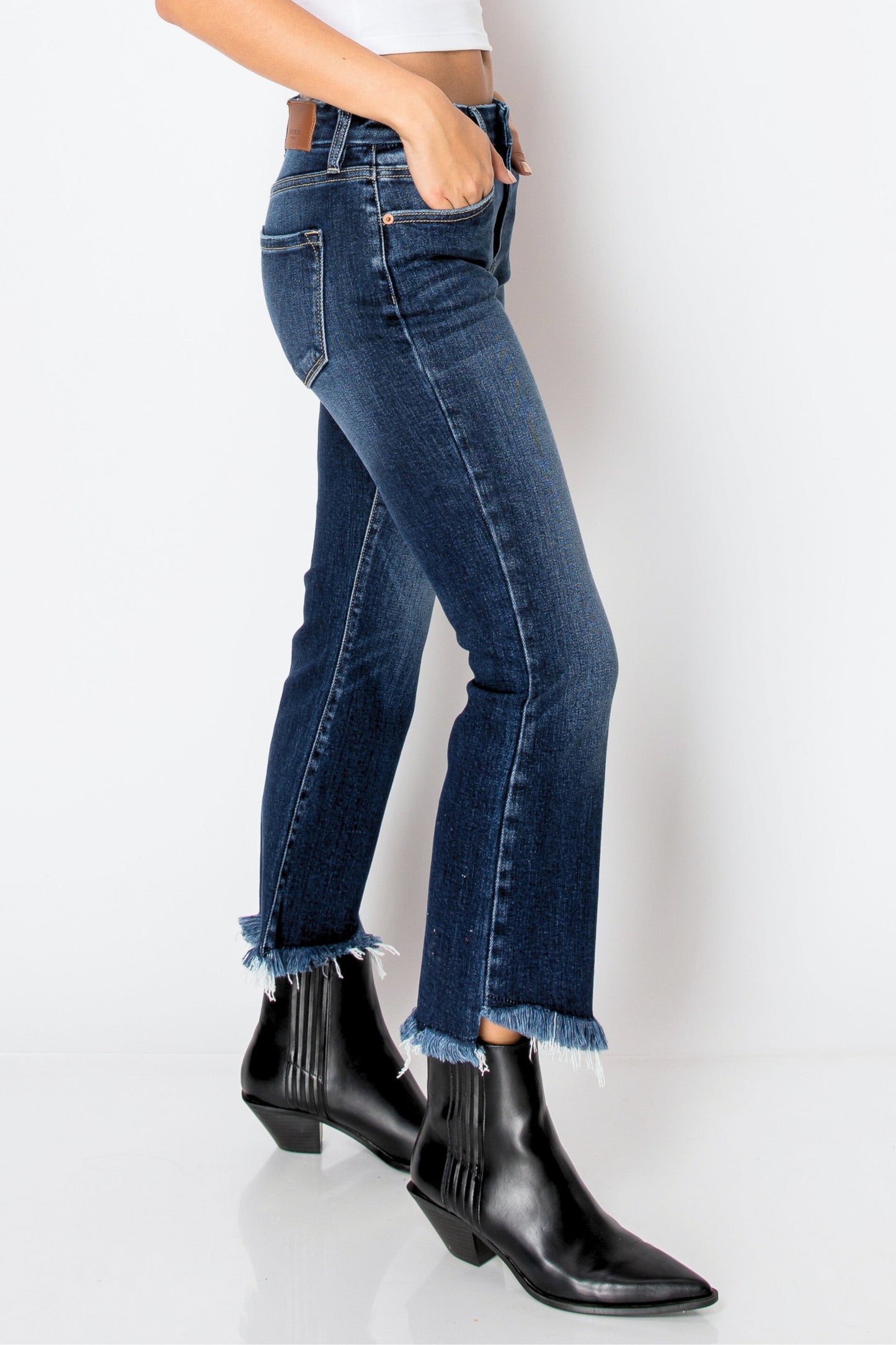 AT1018FLDT Corset Colle High Rise Crop Flare Jeans