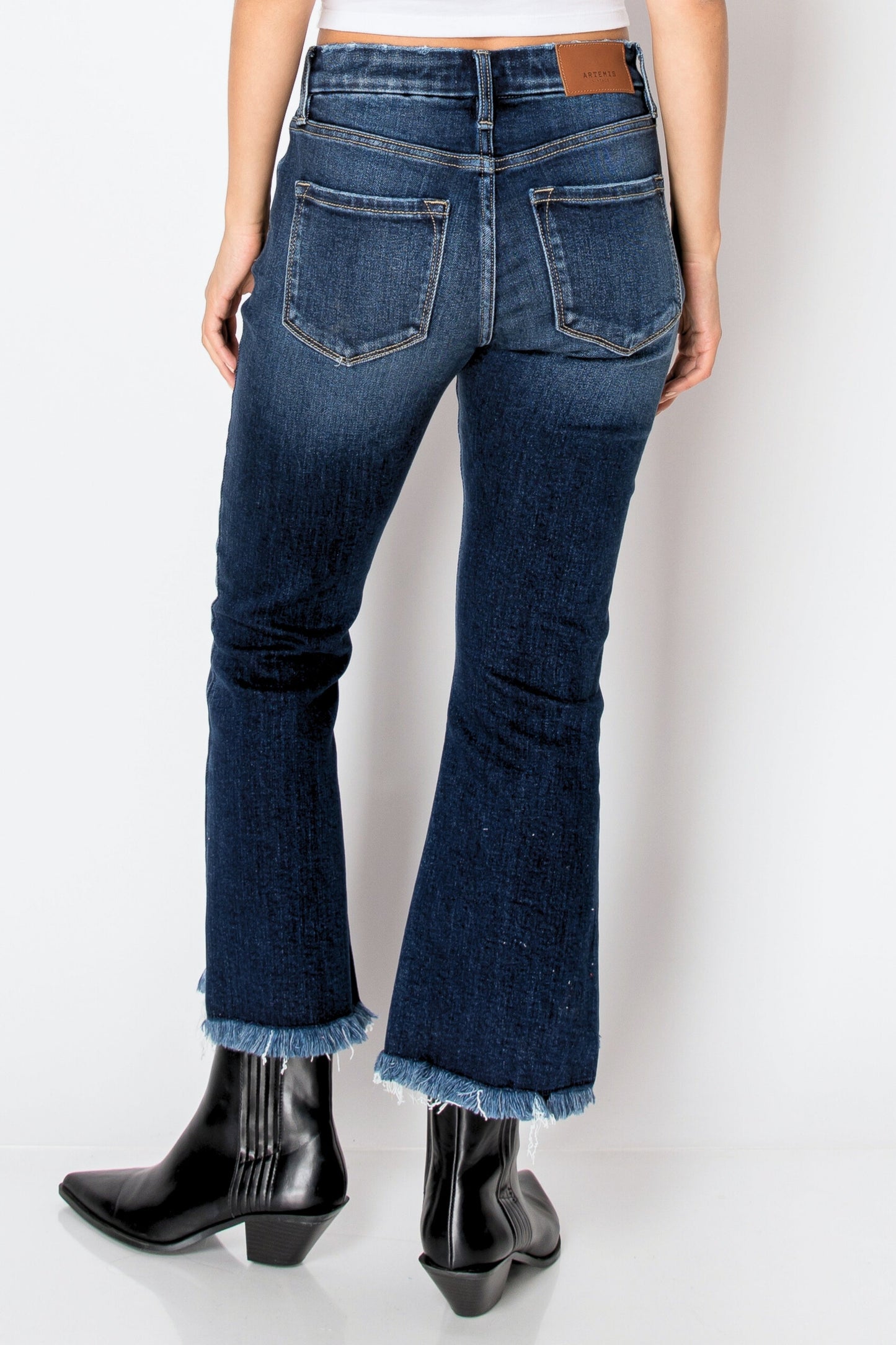 AT1018FLDT Corset Colle High Rise Crop Flare Jeans