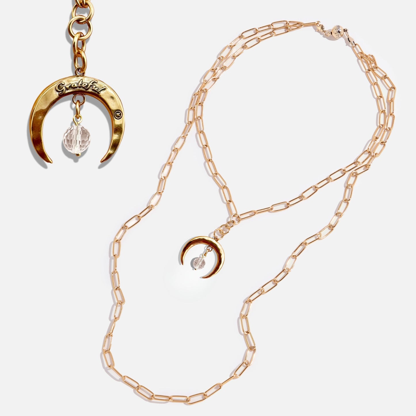 Grateful Crescent Moon Klink Necklace