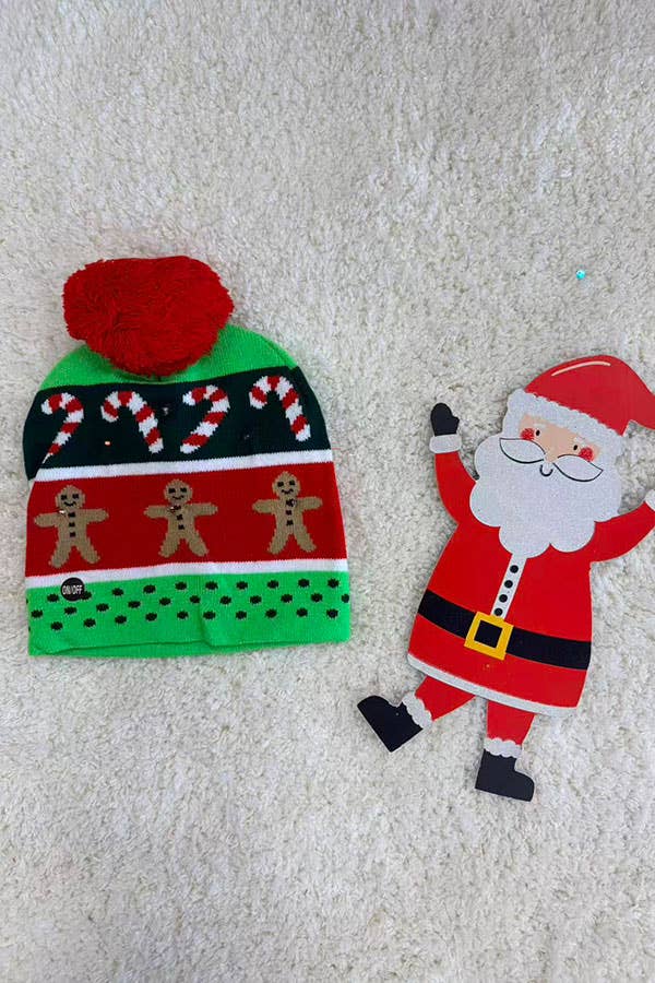 Unisex Christmas hat toddler kids hat w/lights