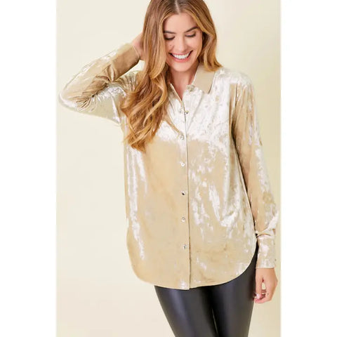 FINAL SALE-Button Down Velvet Shirt