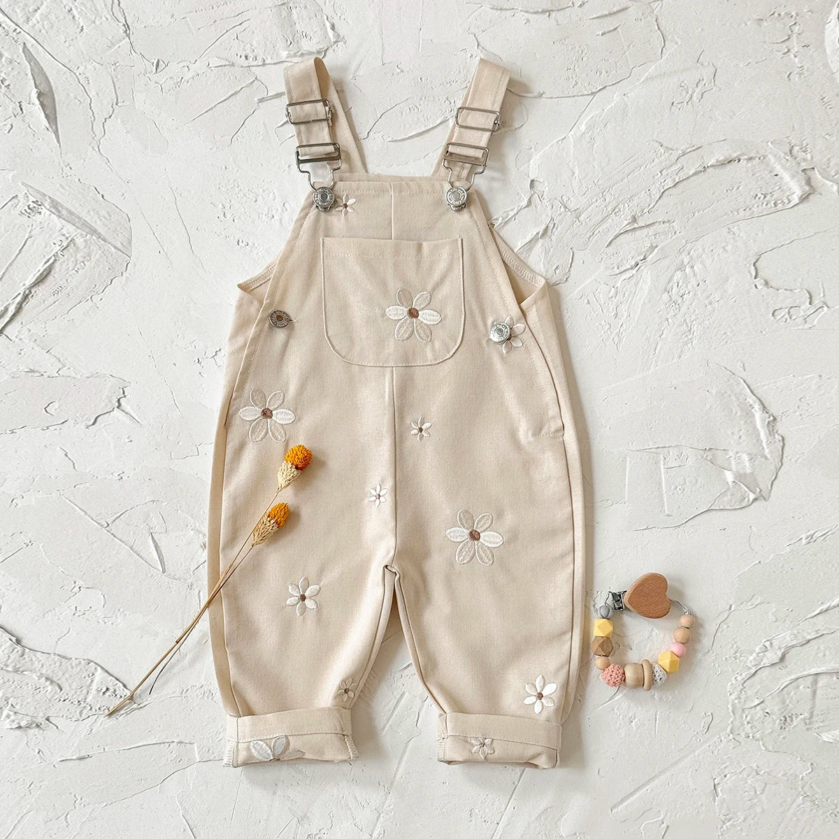 Embroidered Floral Dungaree Jumpsuit