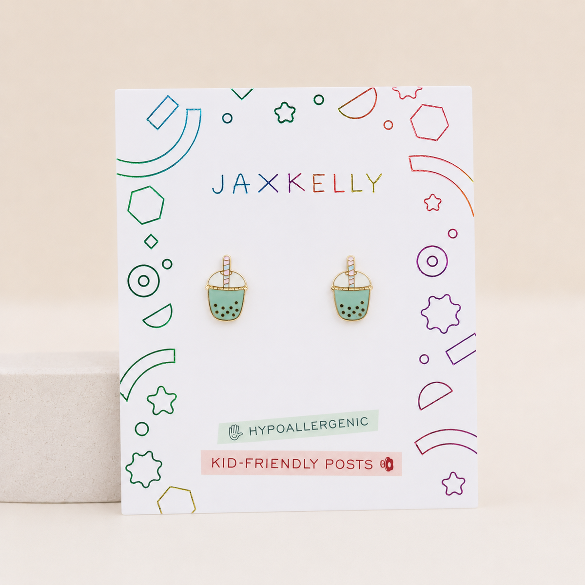 JaxKelly - Matcha Enamel Flat Back Kids Earrings