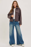 PRE-ORDER MID-RISE WIDE-LEG FRAYED HEM DENIM JEANS
