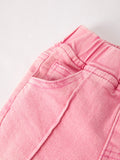 Pink Flared Elastic Jeans
