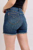 FINAL SALE-HW Tummy Control Judy Blue Frayed Denim Shorts