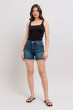 FINAL SALE-HW Tummy Control Judy Blue Frayed Denim Shorts
