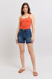 FINAL SALE-HW Tummy Control Destroy Release Hem Shorts