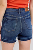 FINAL SALE-HW Tummy Control Destroy Release Hem Shorts