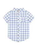 Periwinkle & White Gingham Short-Sleeve Button-Up