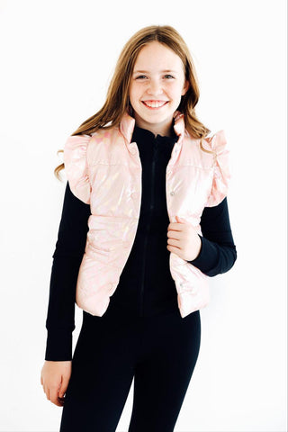 Light Pink Checker Puffer Vest
