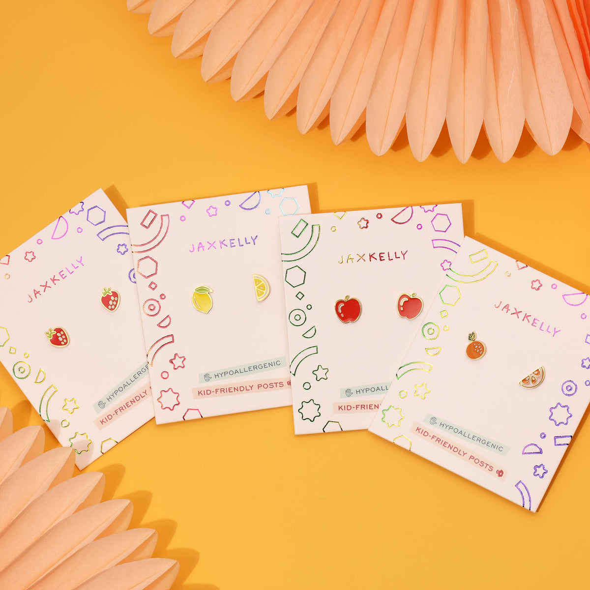 JaxKelly - Strawberry Enamel Flat Back Kids Earrings