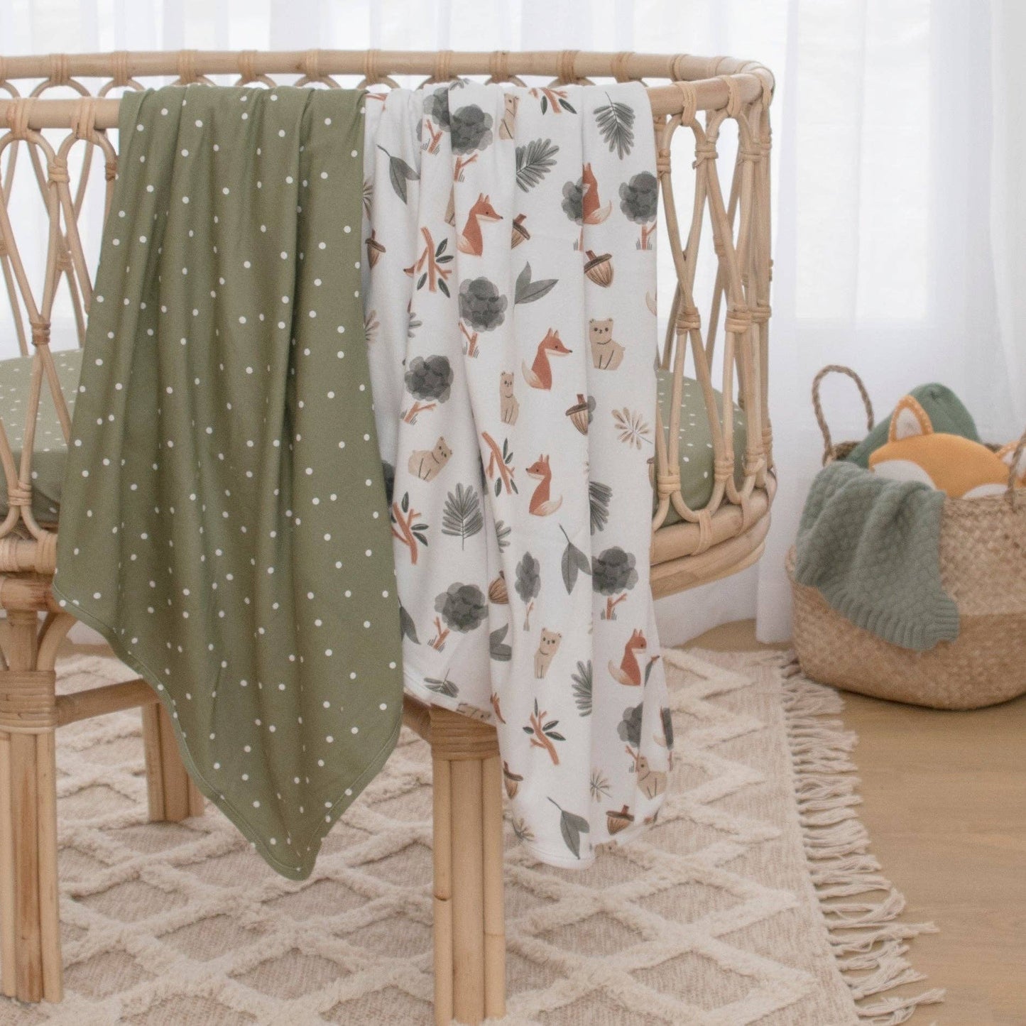 Living Textiles - 2PK 100% Premium Baby Cotton Jersey Swaddle | Forest Retreat