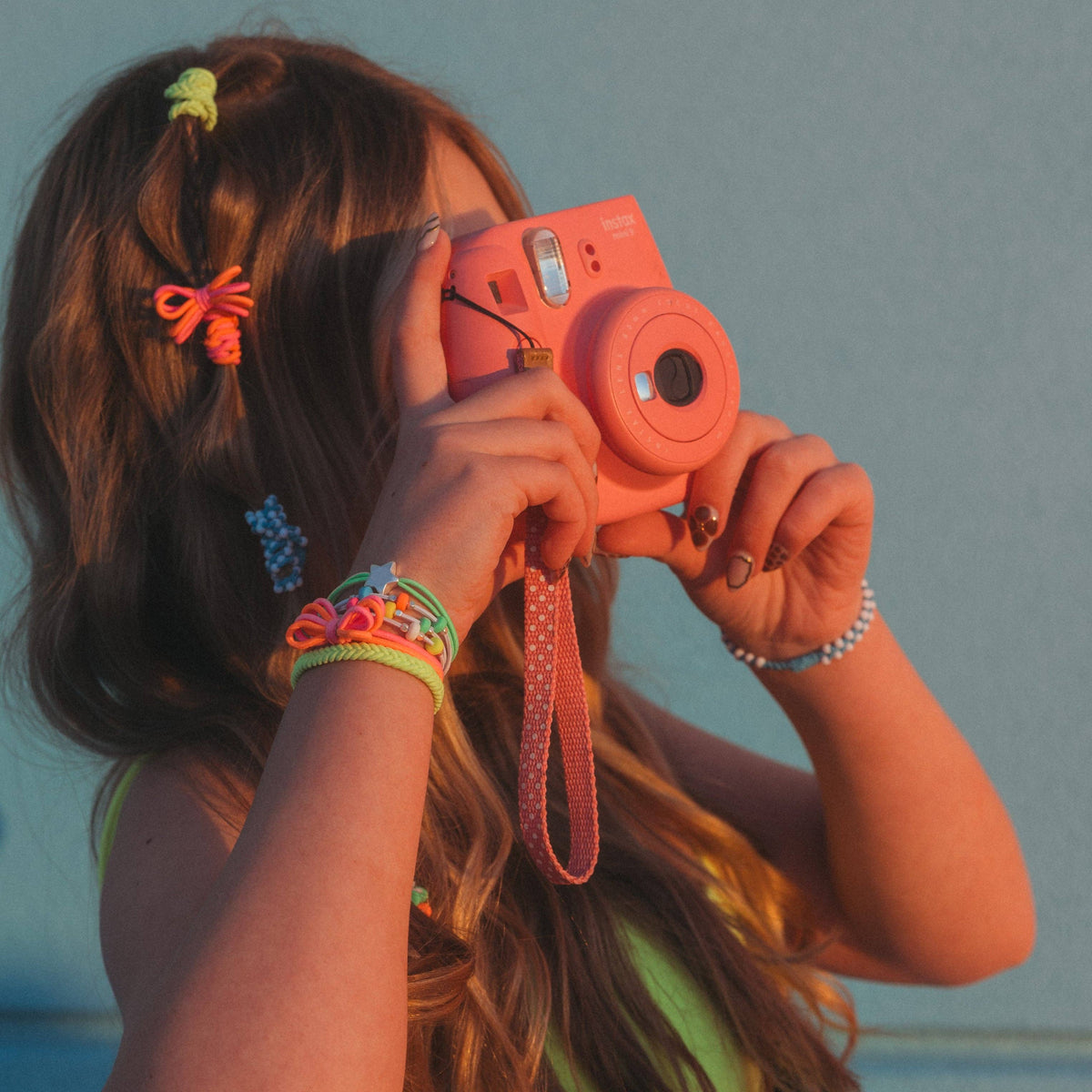 K'lani hair tie bracelets - "Glow" Neon with Silver Accents Hair Tie Bracelets