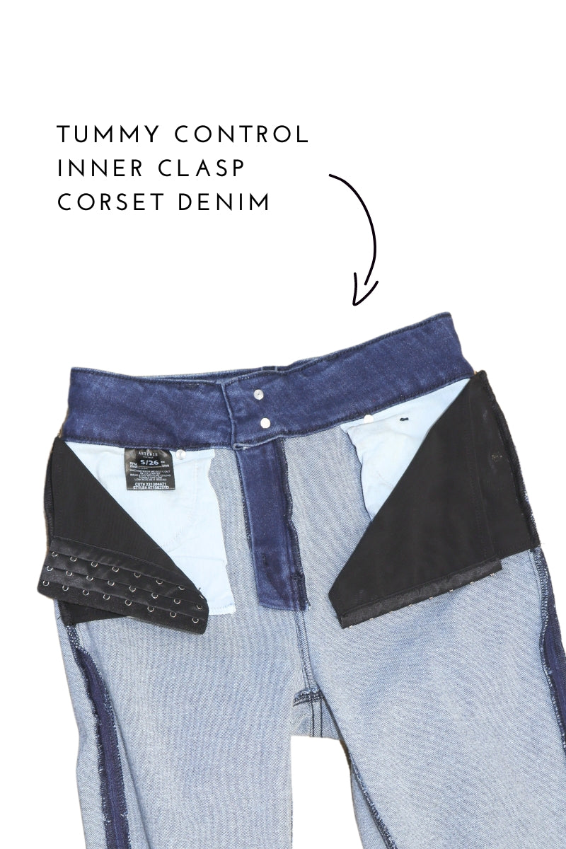 AT1018FLDT Corset Colle High Rise Crop Flare Jeans