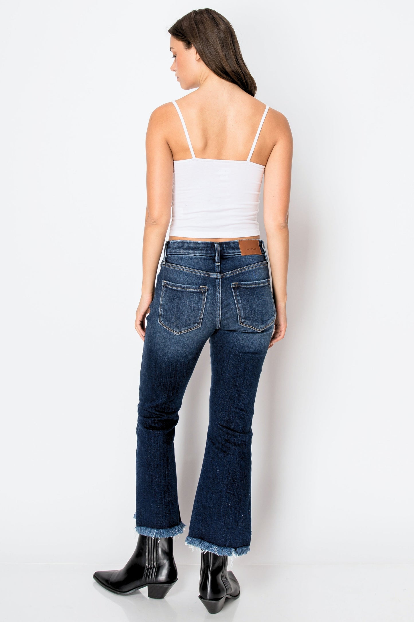 AT1018FLDT Corset Colle High Rise Crop Flare Jeans