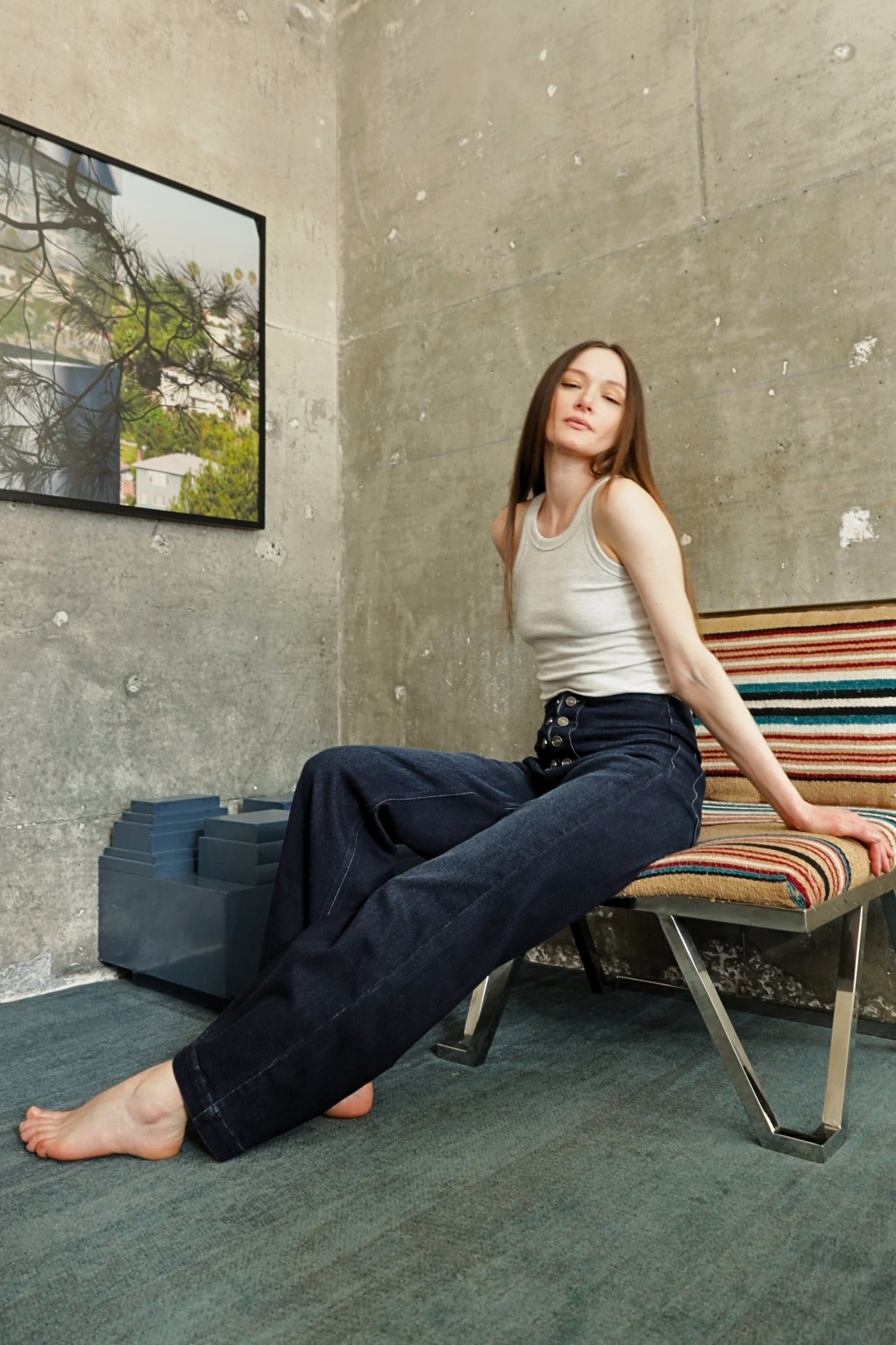 AT2084PZD ECO FRIENDLY ULTRA HIGH RISE SLIM PALAZZO SAILOR JEANS