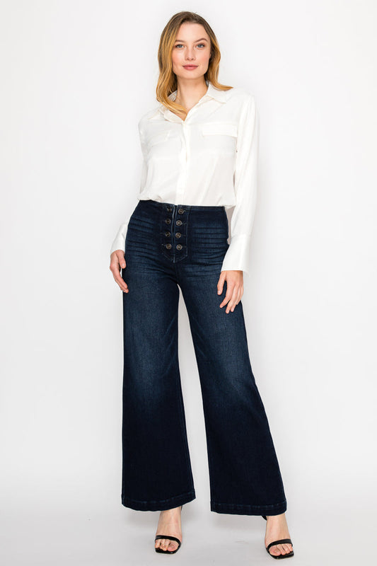 AT2084PZD ECO FRIENDLY ULTRA HIGH RISE SLIM PALAZZO SAILOR JEANS
