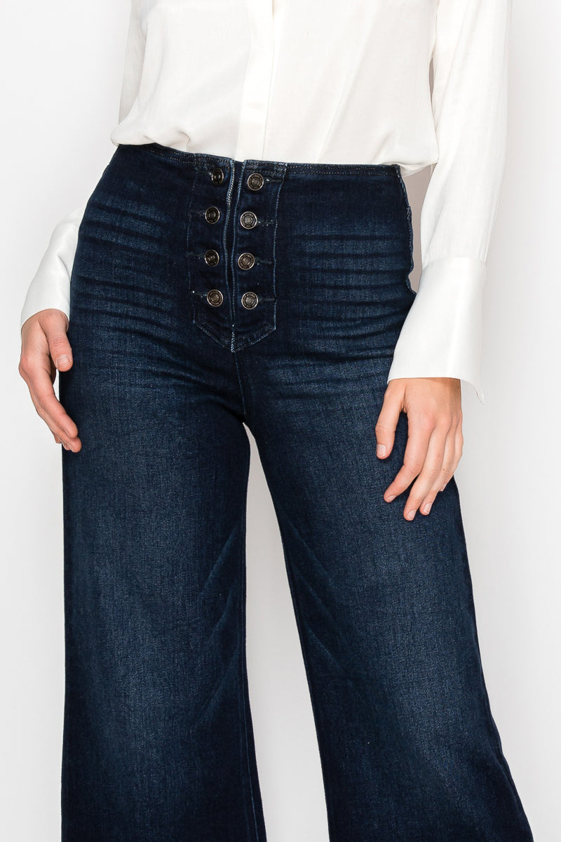 AT2084PZD ECO FRIENDLY ULTRA HIGH RISE SLIM PALAZZO SAILOR JEANS