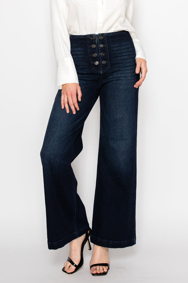 AT2084PZD ECO FRIENDLY ULTRA HIGH RISE SLIM PALAZZO SAILOR JEANS