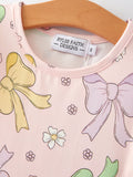 Colorful Bow Print Ruffles Girls Dress