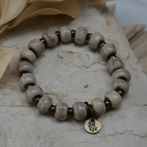 FINAL SALE - Cashmere Round Clay Bead Bracelet (Be Kind)