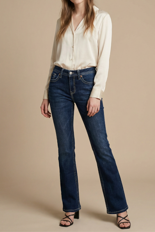 AT2106BTDT - TUMMY CONTROL HIGH RISE SLIM FLARE JEANS  *Signature*