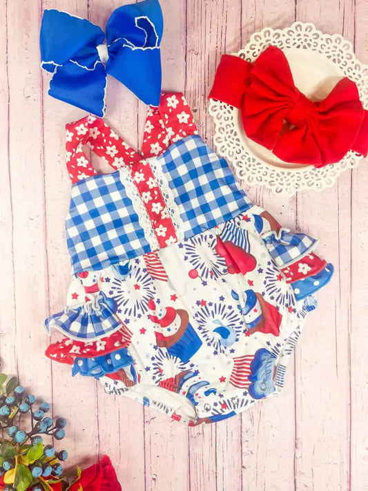 FINAL SALE-Cupcakes & Fireworks Infant Romper
