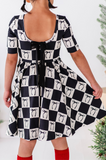 Checkered Bow | Scoop Back Dress