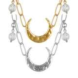 Light Crescent Moon Long Chain Necklace