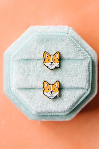 Desert Peach - Corgi Stud Earrings