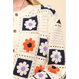 FINAL SALE-Floral Crochet Cardigan