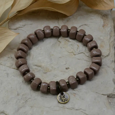 FINAL SALE - Beige Square Clay Bead Bracelet (Created with a Purpose)
