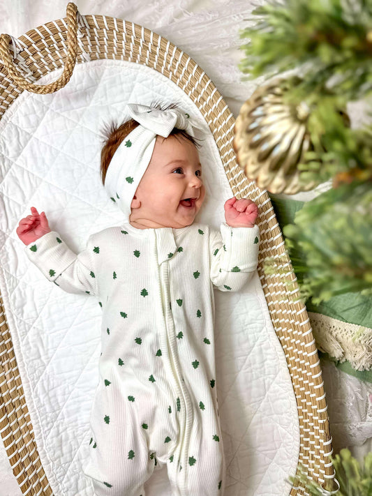 Tiny Trees Ribbed Bamboo Zippy Pajamas