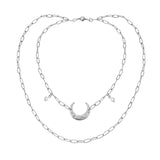 Light Crescent Moon Long Chain Necklace