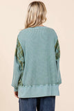Plaid Panel Mineral Wash French Terry Sweatshirt