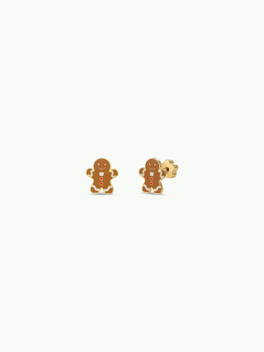 JaxKelly - Gingerbread Man Enamel Flat Back Kids Earrings