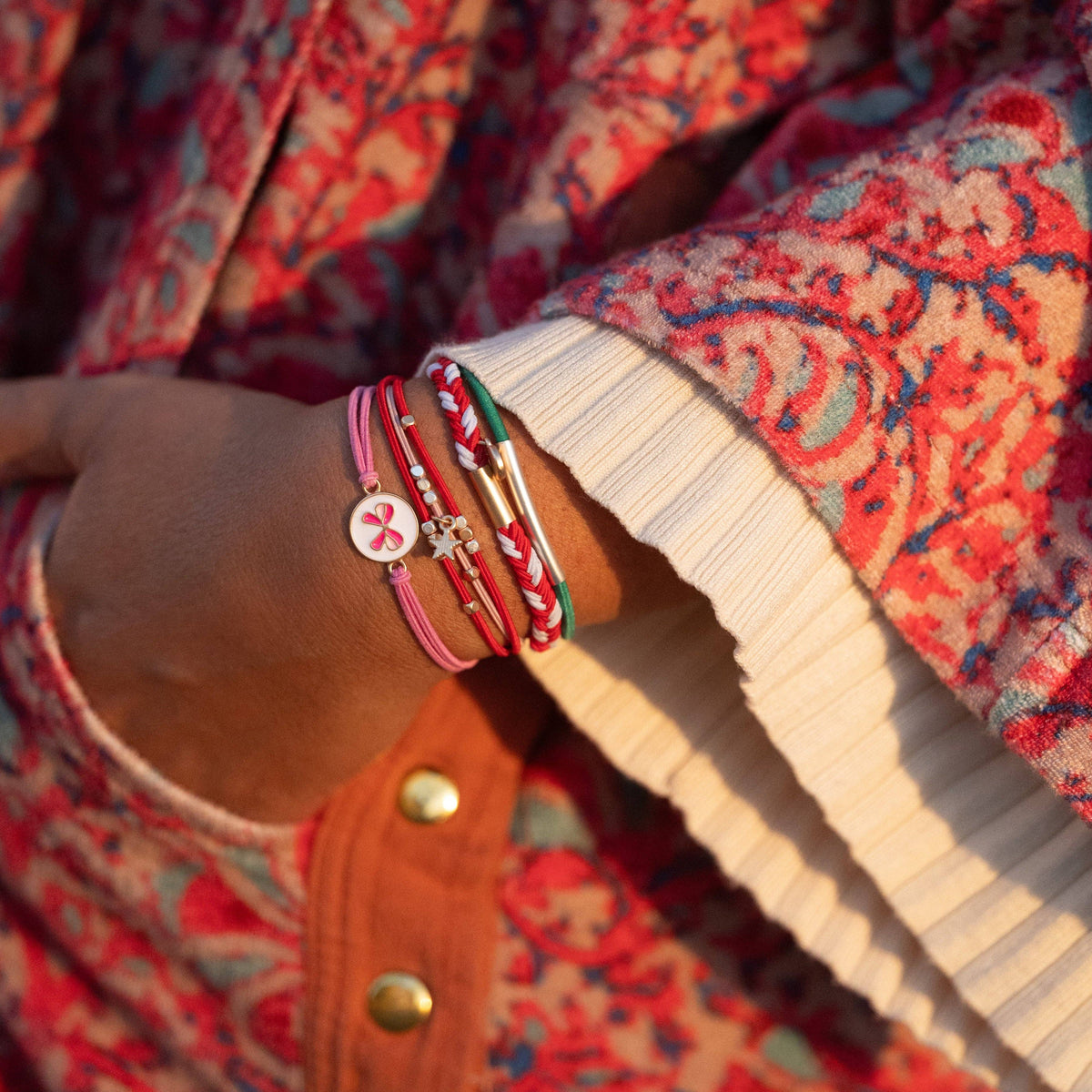 K'lani hair tie bracelets - "Joy" Red & Green Holiday Hair Tie Bracelets